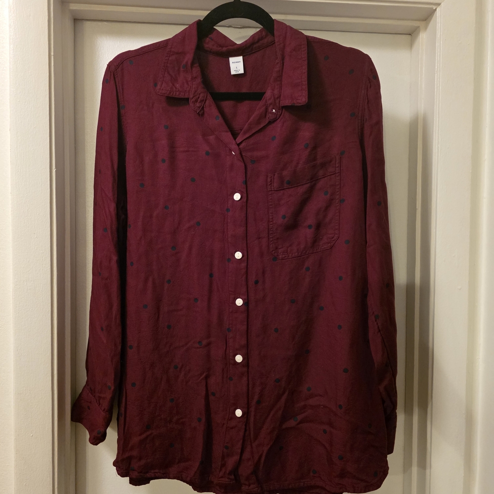Old Navy Men's Maroon Casual Button-Down Shirt #04